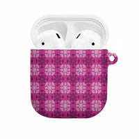 Pink Hawaiian Quilt AirPods Case Hawaii Pineapple Monstera Palaka Motifs - Polynesian Pride
