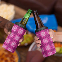 Pink Hawaiian Quilt 4 in 1 Can Cooler Tumbler Hawaii Pineapple Monstera Palaka Motifs LT14 - Polynesian Pride