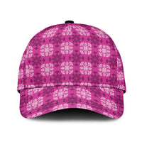 Pink Hawaiian Quilt Classic Cap Hawaii Pineapple Monstera Palaka Motifs - Polynesian Pride