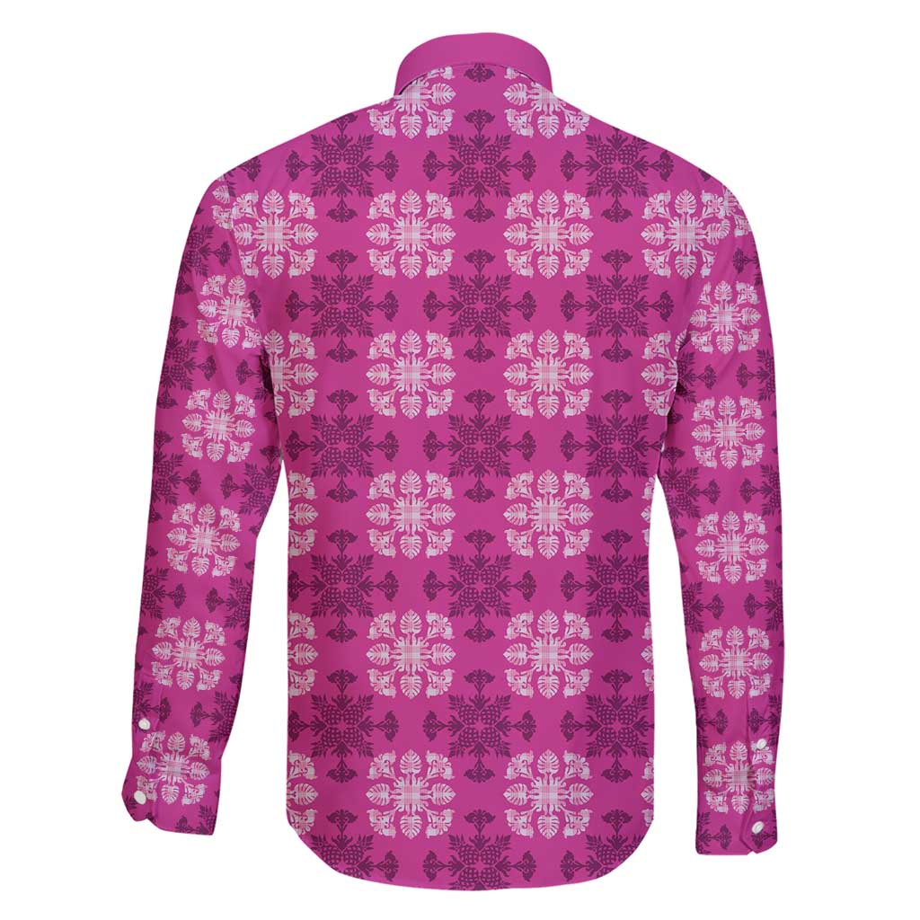 Pink Hawaiian Quilt Family Matching Short Sleeve Bodycon Dress and Hawaiian Shirt Hawaii Pineapple Monstera Palaka Motifs LT14 - Polynesian Pride