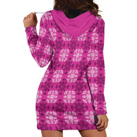 Pink Hawaiian Quilt Hoodie Dress Hawaii Pineapple Monstera Palaka Motifs LT14 - Polynesian Pride