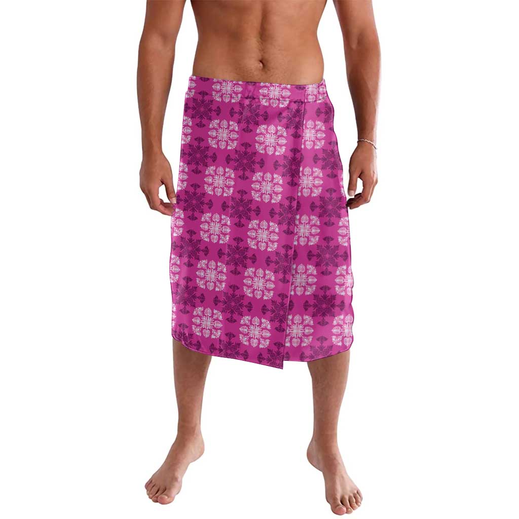 Pink Hawaiian Quilt Lavalava Hawaii Pineapple Monstera Palaka Motifs - Polynesian Pride