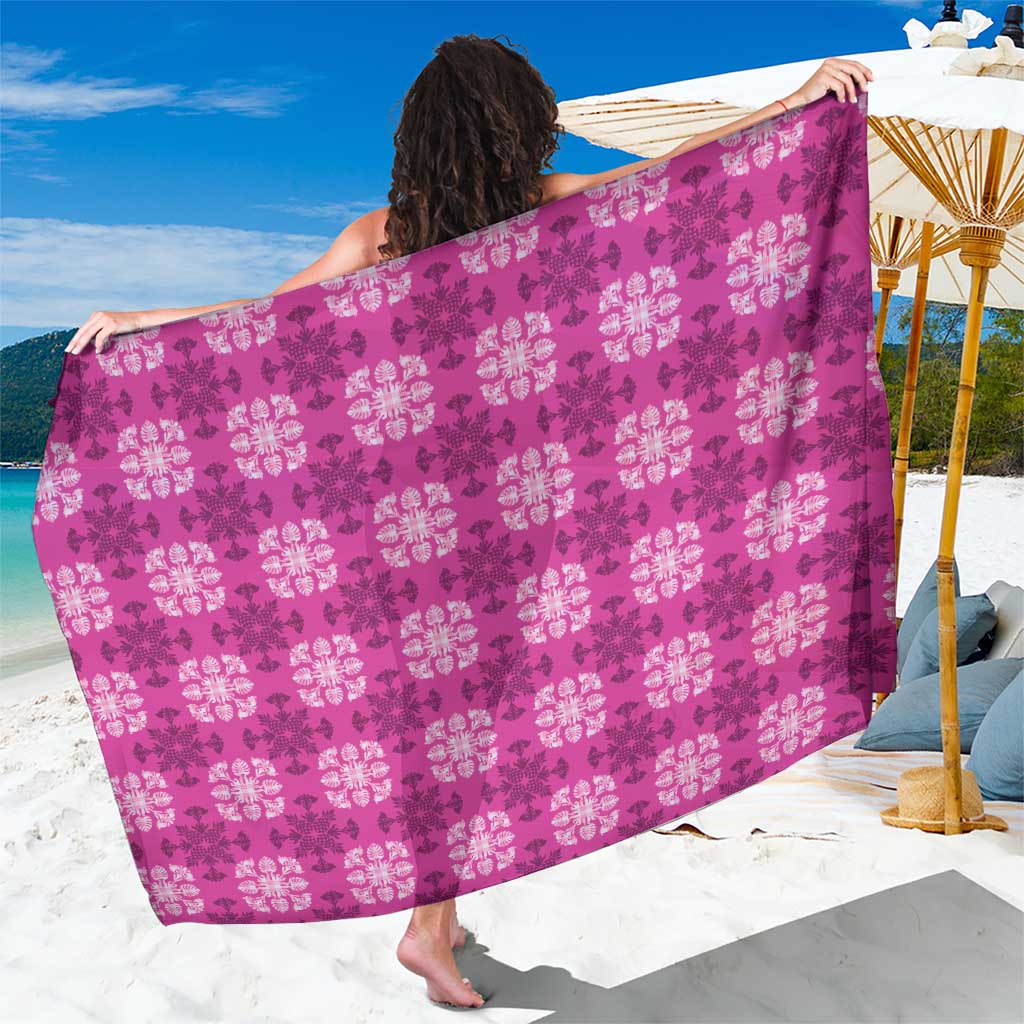 Pink Hawaiian Quilt Sarong Hawaii Pineapple Monstera Palaka Motifs - Polynesian Pride