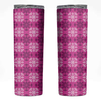 Pink Hawaiian Quilt Skinny Tumbler Hawaii Pineapple Monstera Palaka Motifs LT14 Pink - Polynesian Pride