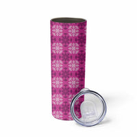 Pink Hawaiian Quilt Skinny Tumbler Hawaii Pineapple Monstera Palaka Motifs LT14 - Polynesian Pride