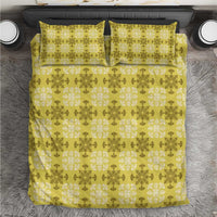 Yellow Hawaiian Quilt Bedding Set Hawaii Pineapple Monstera Palaka Motifs - Polynesian Pride