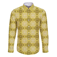 Yellow Hawaiian Quilt Family Matching Puletasi and Hawaiian Shirt Hawaii Pineapple Monstera Palaka Motifs LT14 Dad's Shirt - Long Sleeve Yellow - Polynesian Pride