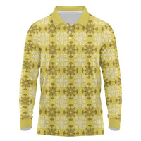 Yellow Hawaiian Quilt Long Sleeve Polo Shirt Hawaii Pineapple Monstera Palaka Motifs LT14 Yellow - Polynesian Pride