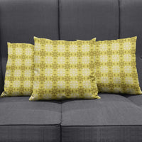 Yellow Hawaiian Quilt Pillow Cover Hawaii Pineapple Monstera Palaka Motifs - Polynesian Pride