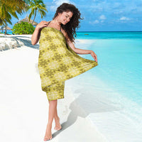 Yellow Hawaiian Quilt Sarong Hawaii Pineapple Monstera Palaka Motifs - Polynesian Pride