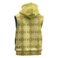 Yellow Hawaiian Quilt Sleeveless Hoodie Hawaii Pineapple Monstera Palaka Motifs LT14 - Polynesian Pride