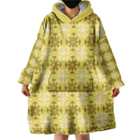 Yellow Hawaiian Quilt Wearable Blanket Hoodie Hawaii Pineapple Monstera Palaka Motifs LT14 - Polynesian Pride