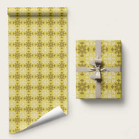 Yellow Hawaiian Quilt Wrapping Paper Hawaii Pineapple Monstera Palaka Motifs LT14 58" × 23" Yellow - Polynesian Pride