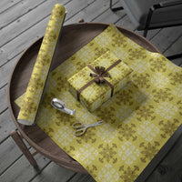 Yellow Hawaiian Quilt Wrapping Paper Hawaii Pineapple Monstera Palaka Motifs LT14 - Polynesian Pride