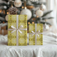 Yellow Hawaiian Quilt Wrapping Paper Hawaii Pineapple Monstera Palaka Motifs LT14 - Polynesian Pride