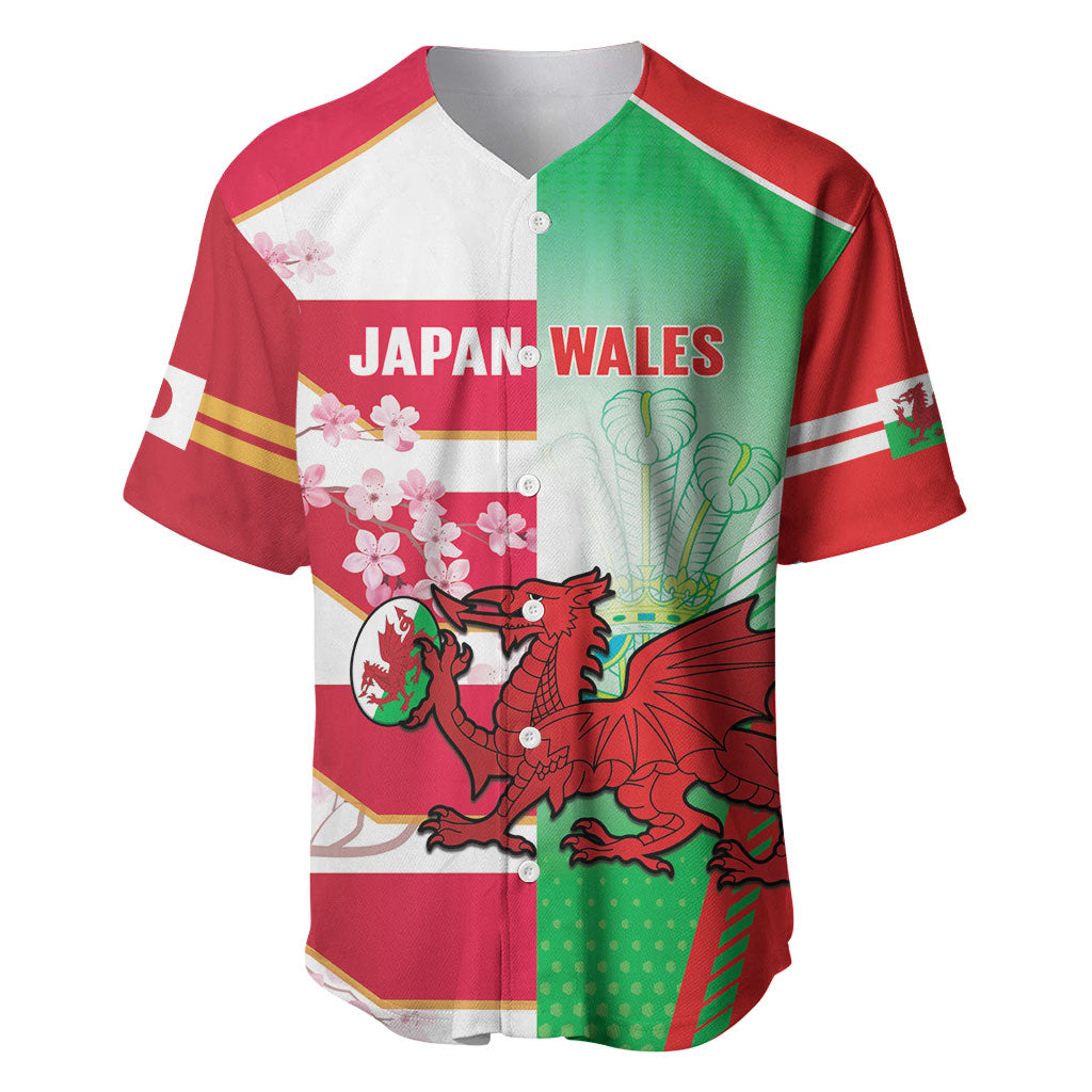 Japan and Wales Rugby Custom Baseball Jersey Brave Blossoms Welsh Dragon Together LT14 Red - Polynesian Pride