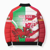 Japan and Wales Rugby Custom Bomber Puffer Jacket Brave Blossoms Welsh Dragon Together LT14 - Polynesian Pride