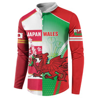 Japan and Wales Rugby Custom Button Sweatshirt Brave Blossoms Welsh Dragon Together LT14 - Polynesian Pride