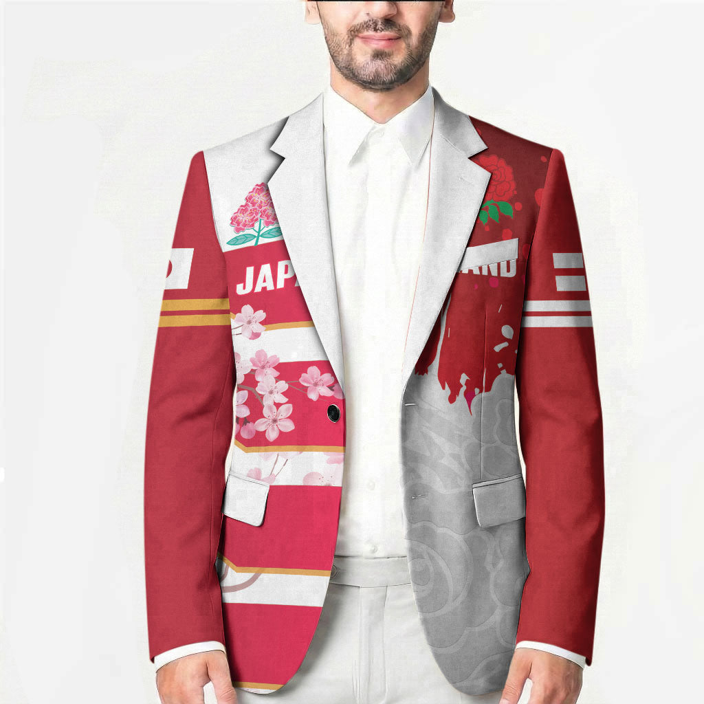 Japan and England Rugby Custom Blazer Brave Blossoms Red Roses Together LT14 - Polynesian Pride