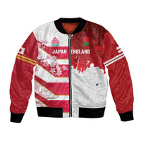 Japan and England Rugby Custom Bomber Jacket Brave Blossoms Red Roses Together LT14 Unisex Red - Polynesian Pride