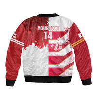 Japan and England Rugby Custom Bomber Jacket Brave Blossoms Red Roses Together LT14 - Polynesian Pride
