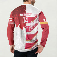 Japan and England Rugby Custom Button Sweatshirt Brave Blossoms Red Roses Together LT14 - Polynesian Pride