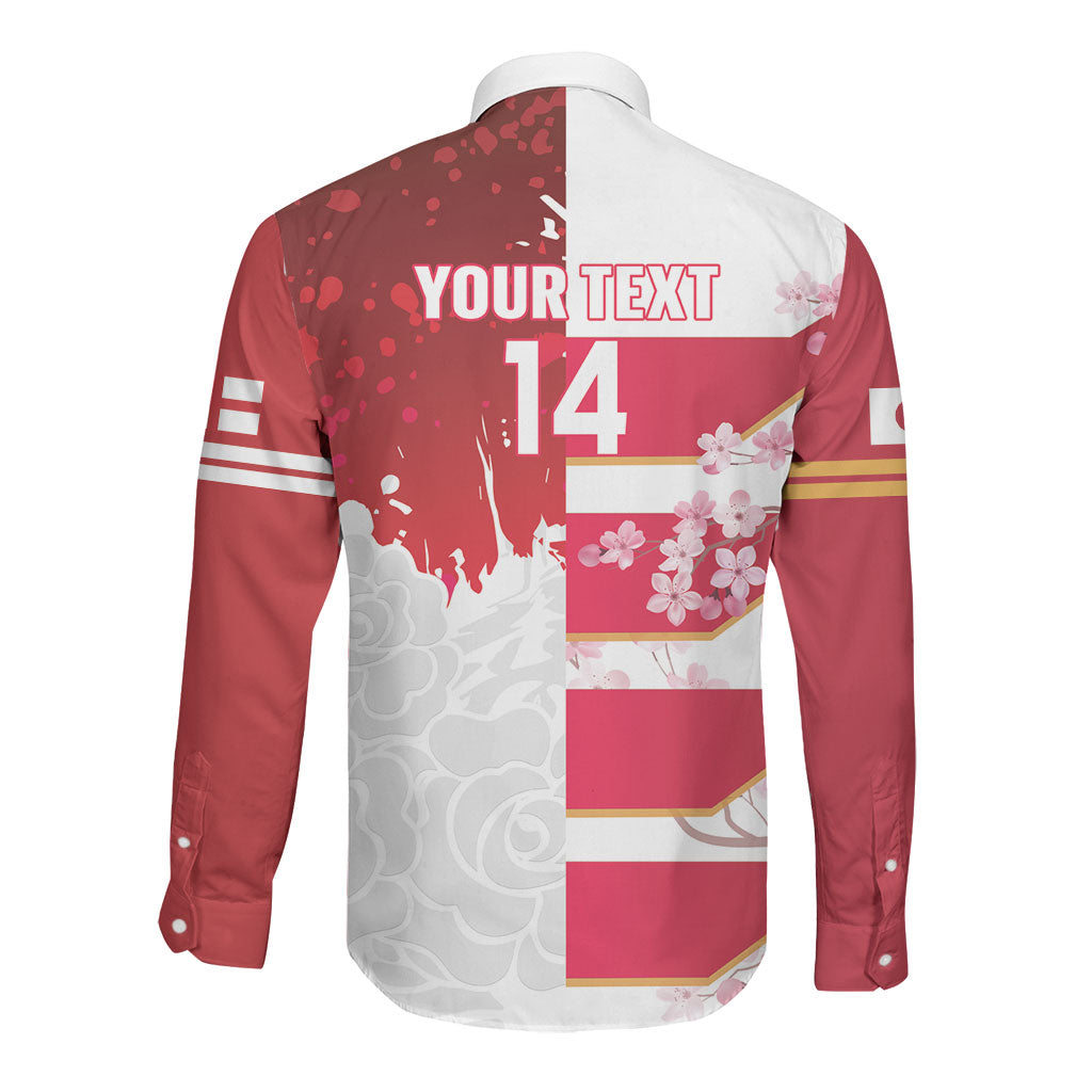 Japan and England Rugby Custom Long Sleeve Button Shirt Brave Blossoms Red Roses Together LT14 - Polynesian Pride