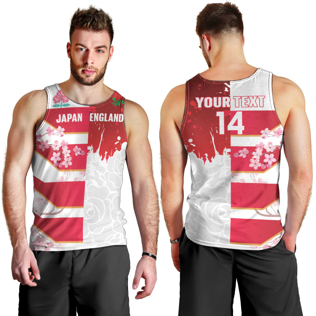 Japan and England Rugby Custom Men Tank Top Brave Blossoms Red Roses Together LT14 - Polynesian Pride