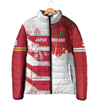Japan and England Rugby Custom Padded Jacket Brave Blossoms Red Roses Together LT14 - Polynesian Pride