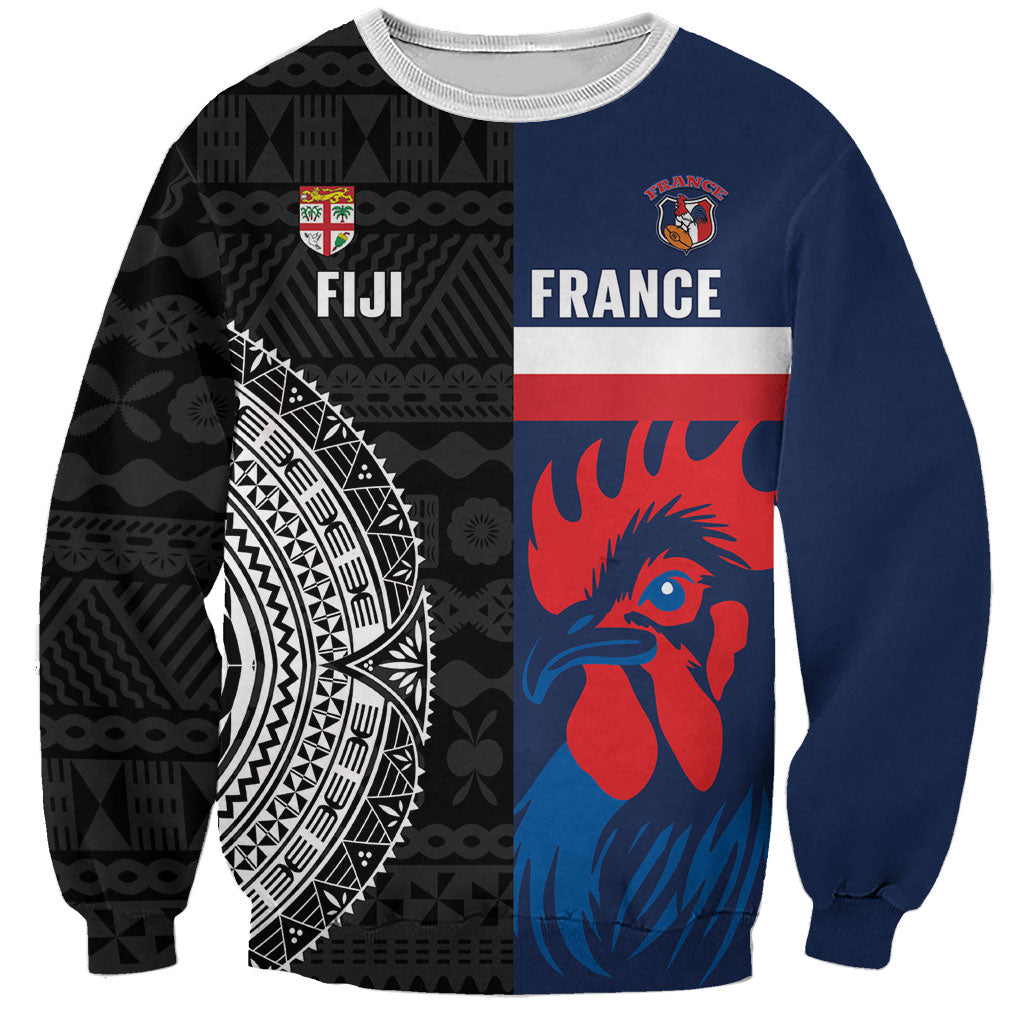 Fiji and France Rugby Custom Sweatshirt Flying Fijian Les Bleus Together LT14 Unisex Multicolor - Polynesian Pride