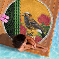 Personalized Hawaii Akohekohe Ohia Lehua Beach Blanket Crested Honeycreeper Kakau Hawaiian Pattern LT14 - Polynesian Pride