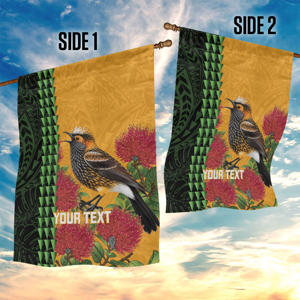 Personalized Hawaii Akohekohe Ohia Lehua Garden Flag Crested Honeycreeper Kakau Hawaiian Pattern LT14 - Polynesian Pride