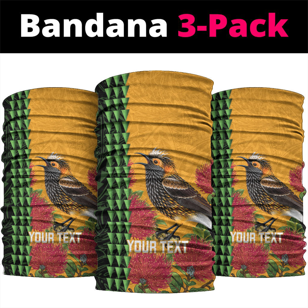 Personalized Hawaii Akohekohe Ohia Lehua Neck Gaiter Crested Honeycreeper Kakau Hawaiian Pattern LT14 package One Size: 25*50cm Orange - Polynesian Pride