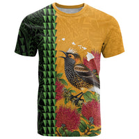 Personalized Hawaii Akohekohe Ohia Lehua T Shirt Crested Honeycreeper Kakau Hawaiian Pattern LT14 Orange - Polynesian Pride