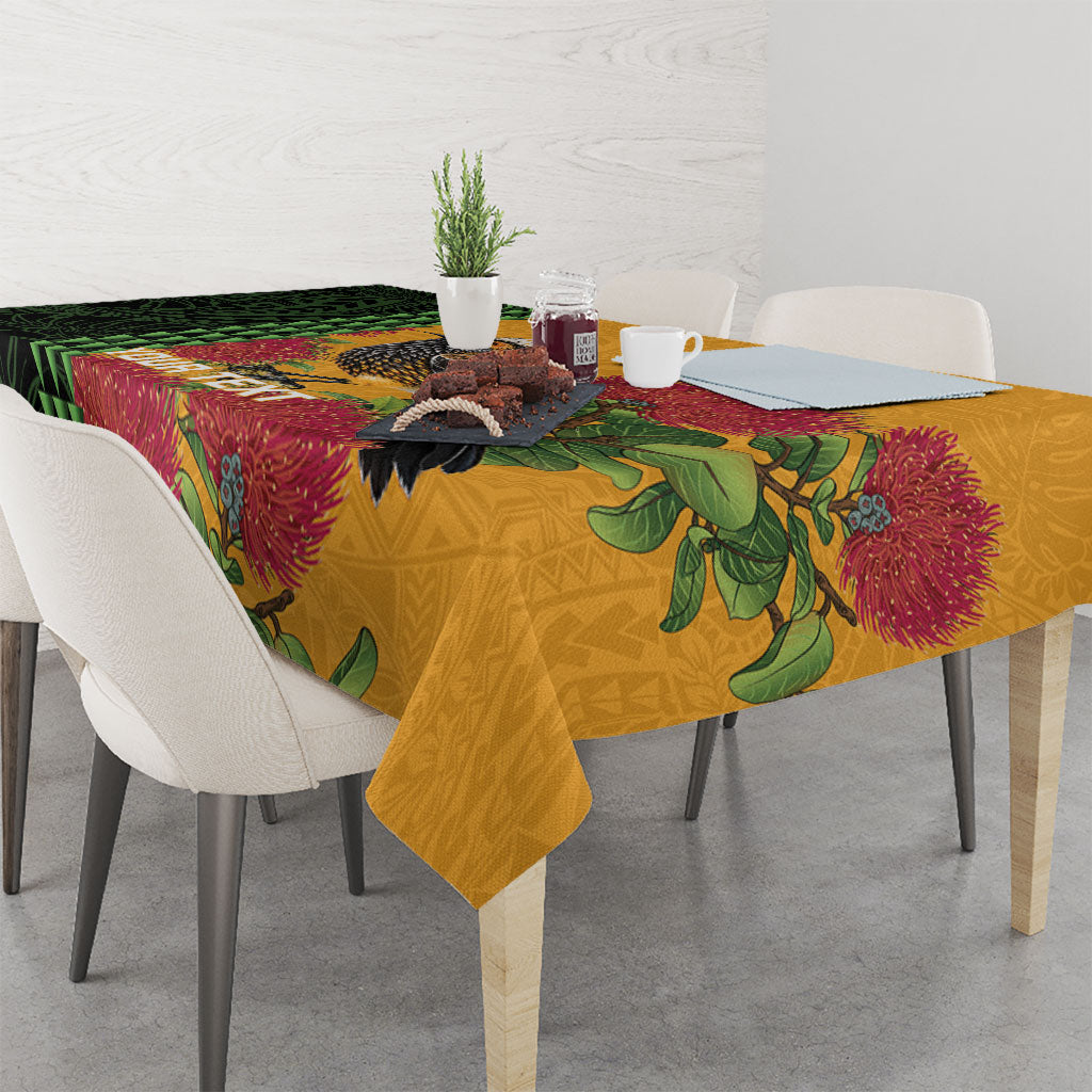 Personalized Hawaii Akohekohe Ohia Lehua Tablecloth Crested Honeycreeper Kakau Hawaiian Pattern LT14 - Polynesian Pride