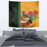 Personalized Hawaii Akohekohe Ohia Lehua Tapestry Crested Honeycreeper Kakau Hawaiian Pattern LT14 - Polynesian Pride