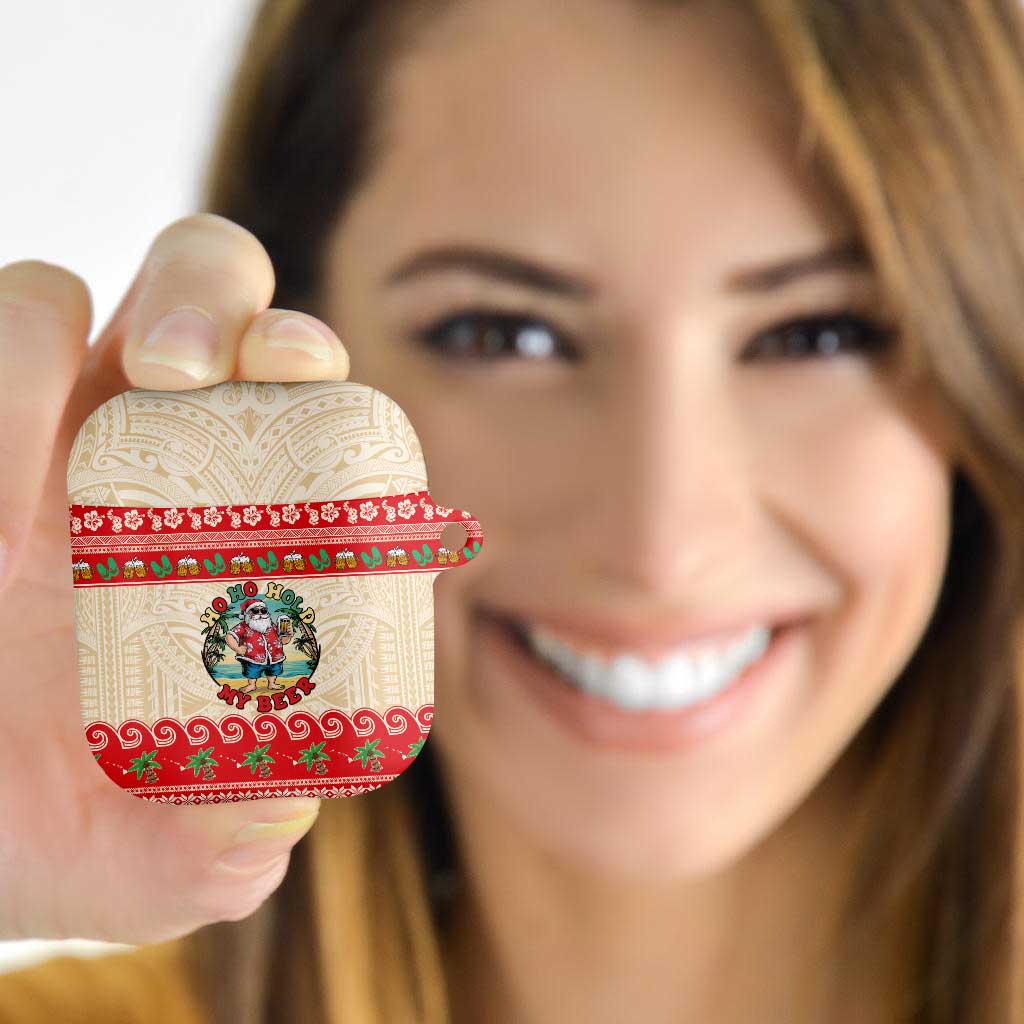 Mele Kalikimaka Hawaii AirPods Case Funny Beer-Loving Santa Hawaiian Tropical - Polynesian Pride