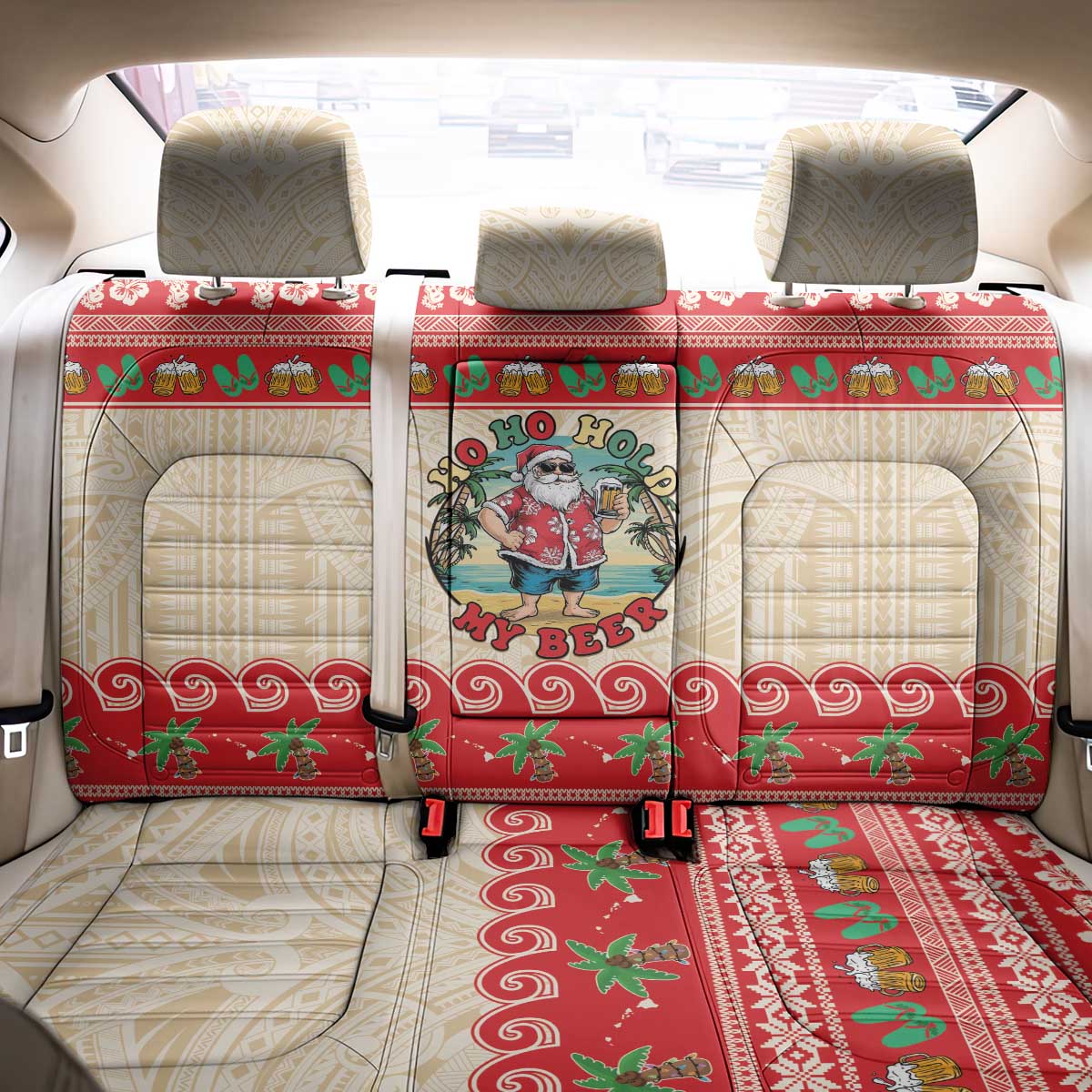 Mele Kalikimaka Hawaii Back Car Seat Cover Funny Beer-Loving Santa Hawaiian Tropical LT14 - Polynesian Pride