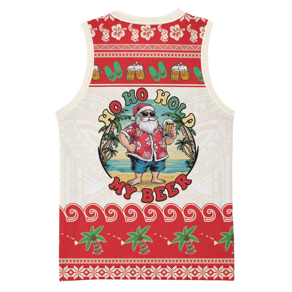 Mele Kalikimaka Hawaii Basketball Jersey Funny Beer-Loving Santa Hawaiian Tropical LT14 - Polynesian Pride