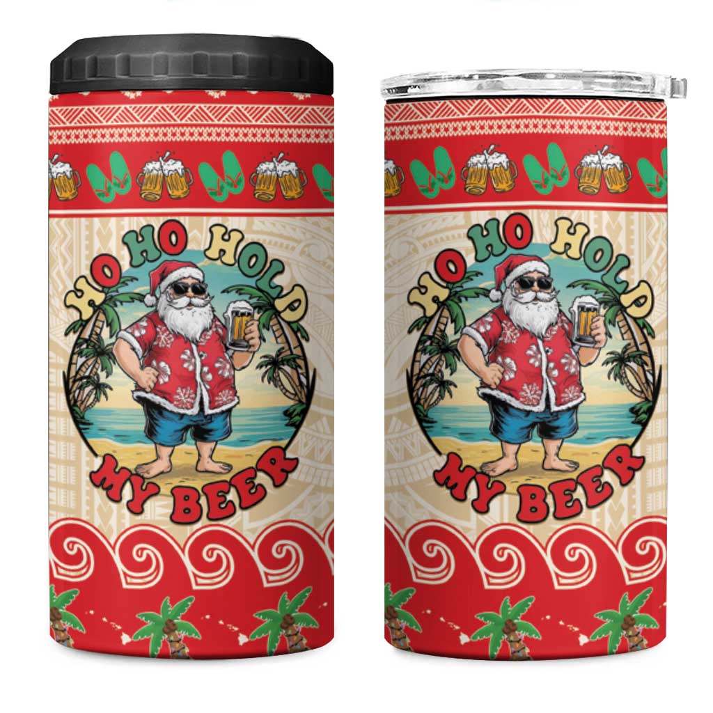 Mele Kalikimaka Hawaii 4 in 1 Can Cooler Tumbler Funny Beer-Loving Santa Hawaiian Tropical LT14 One Size: 16 oz Red - Polynesian Pride