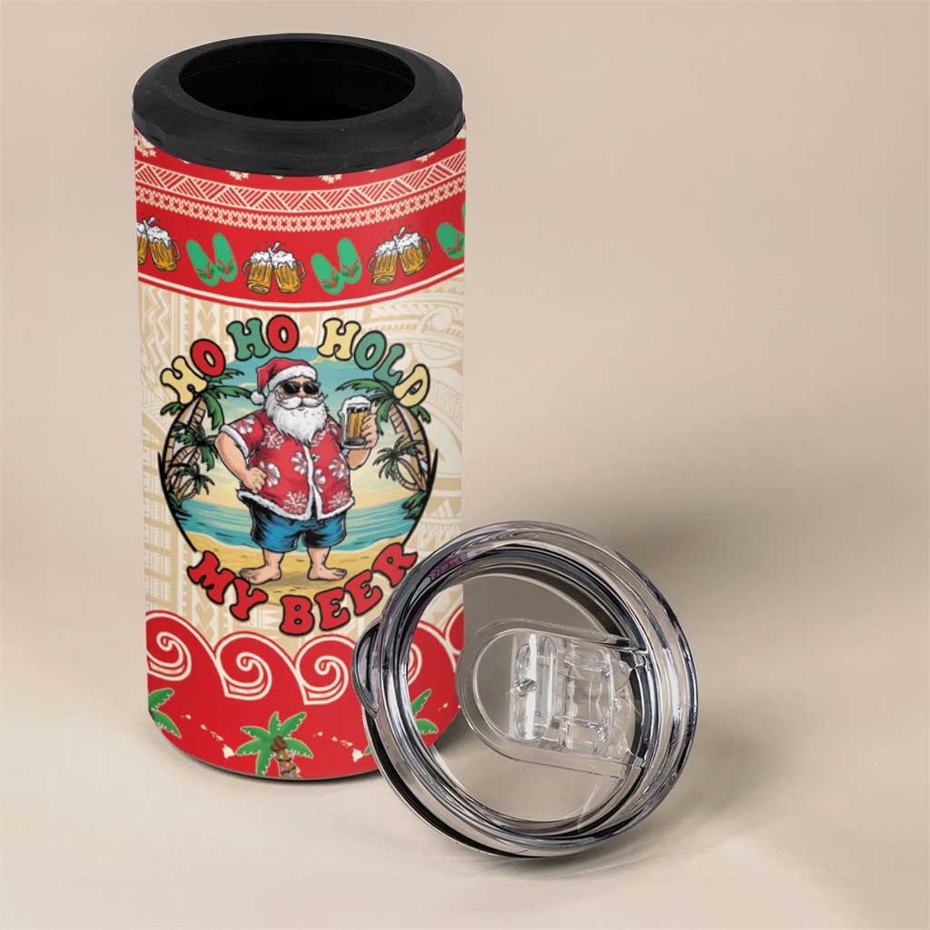 Mele Kalikimaka Hawaii 4 in 1 Can Cooler Tumbler Funny Beer-Loving Santa Hawaiian Tropical LT14 - Polynesian Pride