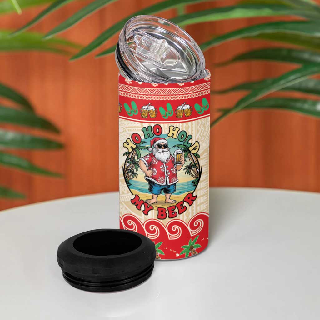 Mele Kalikimaka Hawaii 4 in 1 Can Cooler Tumbler Funny Beer-Loving Santa Hawaiian Tropical LT14 - Polynesian Pride