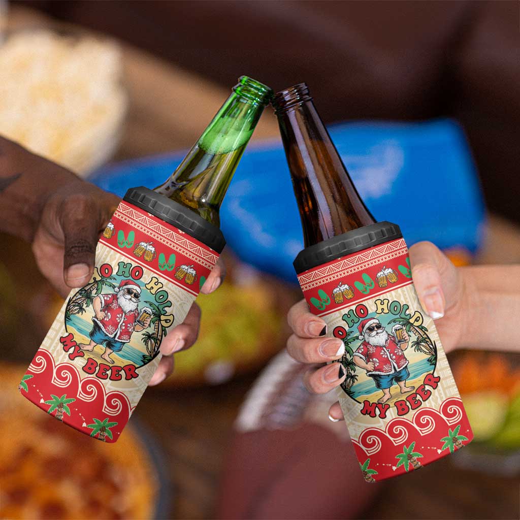 Mele Kalikimaka Hawaii 4 in 1 Can Cooler Tumbler Funny Beer-Loving Santa Hawaiian Tropical LT14 - Polynesian Pride