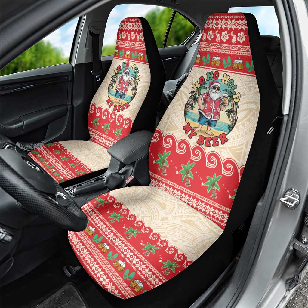 Mele Kalikimaka Hawaii Car Seat Cover Funny Beer-Loving Santa Hawaiian Tropical LT14 - Polynesian Pride