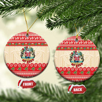 Mele Kalikimaka Hawaii Ceramic Ornament Funny Beer-Loving Santa Hawaiian Tropical LT14 Circle Red - Polynesian Pride