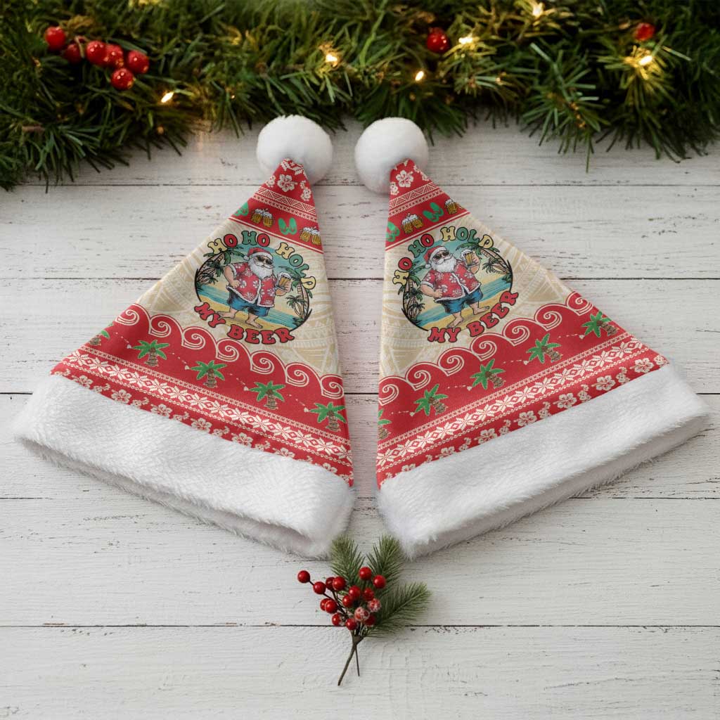 Mele Kalikimaka Hawaii Christmas Santa Hat Funny Beer-Loving Santa Hawaiian Tropical - Polynesian Pride