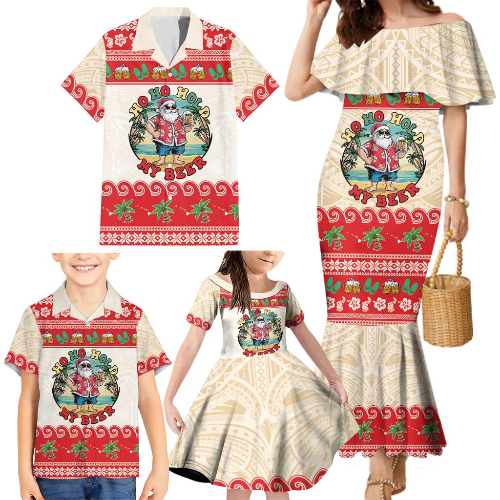 Mele Kalikimaka Hawaii Family Matching Mermaid Dress and Hawaiian Shirt Funny Beer-Loving Santa Hawaiian Tropical LT14 - Polynesian Pride
