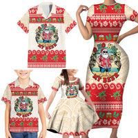 Mele Kalikimaka Hawaii Family Matching Short Sleeve Bodycon Dress and Hawaiian Shirt Funny Beer-Loving Santa Hawaiian Tropical LT14 - Polynesian Pride