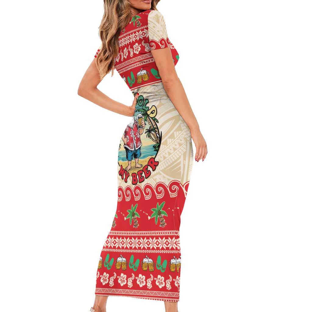 Mele Kalikimaka Hawaii Family Matching Short Sleeve Bodycon Dress and Hawaiian Shirt Funny Beer-Loving Santa Hawaiian Tropical LT14 - Polynesian Pride
