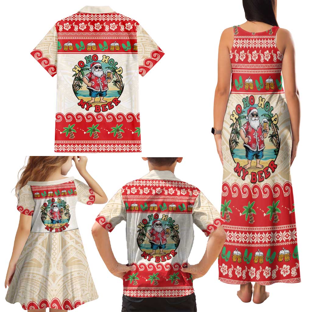 Mele Kalikimaka Hawaii Family Matching Tank Maxi Dress and Hawaiian Shirt Funny Beer-Loving Santa Hawaiian Tropical LT14 - Polynesian Pride